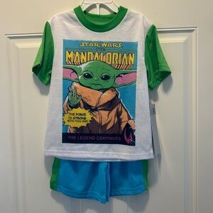Star Wars Mandalorian Baby Yoda NWT Kids Pajama PJ Set Shorts and Top Size 6